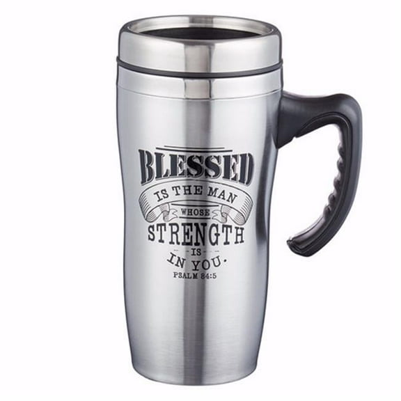 Christian Art Gifts  Travel Mug Blessed with Handle, Stainless