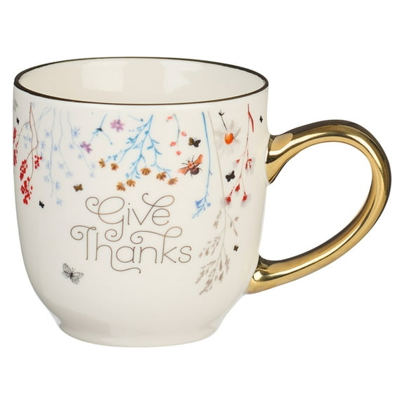 Christian Art Gifts Ceramic Coffee and Tea Mug for Women: Give Thanks - 1 Thessalonians 5:18 Inspirational Bible Verse, , (Hardcover)
