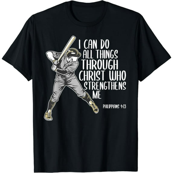 Christian Athlete Baseball Philippians God Bible Christ Gift T-Shirt