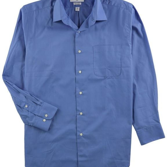 Christian Aujard Mens Solid Button Down Dress Shirt, Blue, 15"-15.5" Neck 32"-33" Sleeve