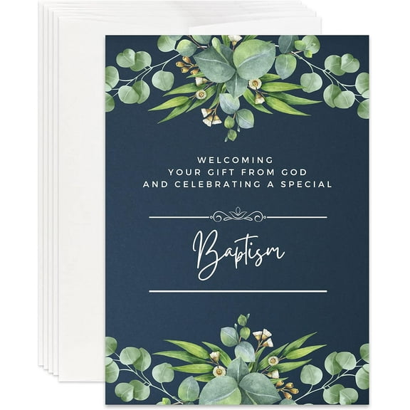 Christian Baby Baptism Card | Baptism Card for Baby Girl or Baby Boy (Pack of 12)