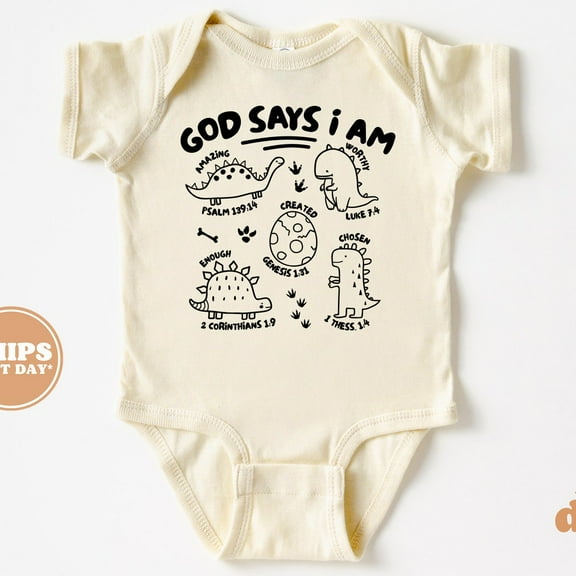 Christian Baby Bodysuit, God Says I Am Christian Bodysuit, Retro Baby Bodysuit Cute Baby Onesie, BABY BODYSUIT LAT 4424