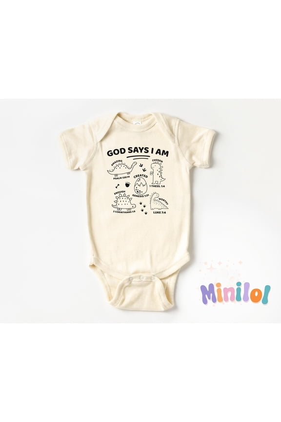 Christian Baby Bodysuit, God Says I Am Christian Bodysuit, Retro Funny Baby Bodysuits, Unique Christian Baby Gifts, Faith Newborn Outfits Cool Baby Clothing, Cute Baby Onesie, BABY BODYSUIT LAT 4424