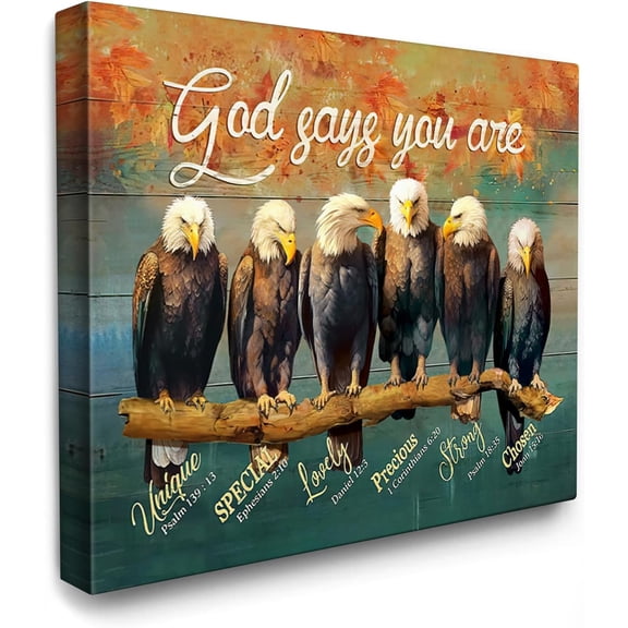 Christian Bald Eagle Wall Art God Says Religious Painting Wall Decor Unframed Posters Home for Living Room Bedroom Bathroom Decoration