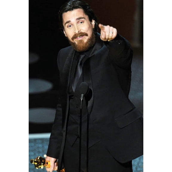 Christian Bale 24x36 Poster Holding Oscar Academy Award for The Fighter