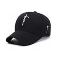 thumbnail image 1 of Christian Baseball Cap Embroidered Faith Cross Hat Adjustable Structured Front Panel Thick Raised Stitching Black One Size, 1 of 3
