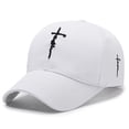 thumbnail image 1 of Christian Baseball Cap Embroidered Faith Cross Hat Adjustable Structured Front Panel Thick Raised Stitching White One Size, 1 of 3
