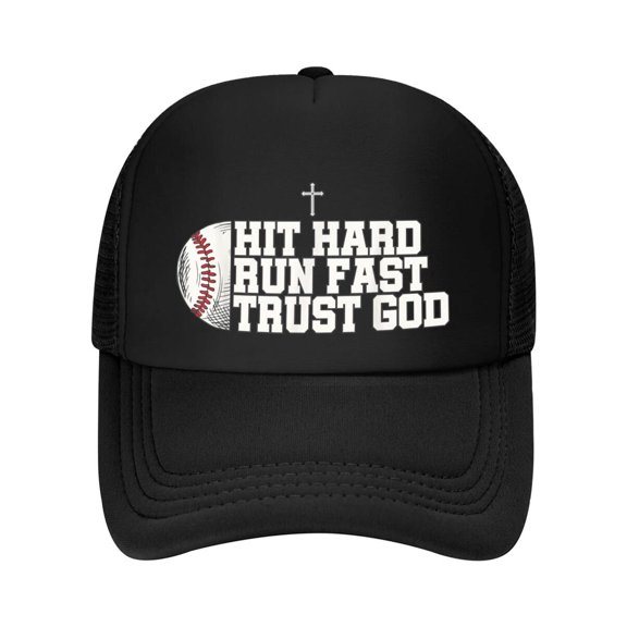 Christian Baseball, Hit Hard Run Fast Trust God Baseball Cap