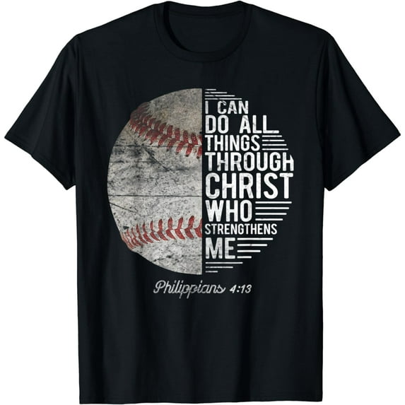 Christian Baseball Men Boys Kids Philippians Religious Gifts T-Shirt
