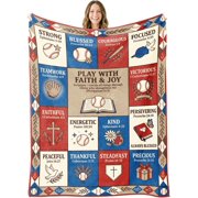 Christian Baseball Throw Blanket - Gifts for Teen Boys, Athletes, Coaches