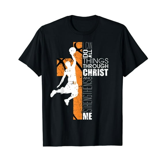 Christian Basketball Shirts Boys Girls Gift Philippians 4:13 T-Shirt