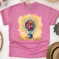 thumbnail image 1 of Christian Be The Light Graphic T-Shirt with Floral Light Bulb Design, Heliconia, Size S, 1 of 6