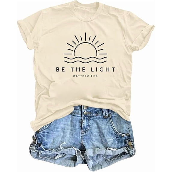 Christian Be The Light Shirt for Women Bible Verse Shirts Jesus Religious Faith Tshirt Inspirational Tee