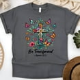 thumbnail image 1 of Christian Be Transformed Romans 12:2 Cross and Butterfly T-Shirt, Dark Heather, Size M, 1 of 6
