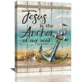 thumbnail image 1 of Christian Beach Anchor Wall Art Scripture Coastal Nautical Canvas Print Painting Bible Verses Pictures Framed Christian Gifts Artwork Dining Living Bathroom Bedroom Decor for Home Office 12"x16", 1 of 6