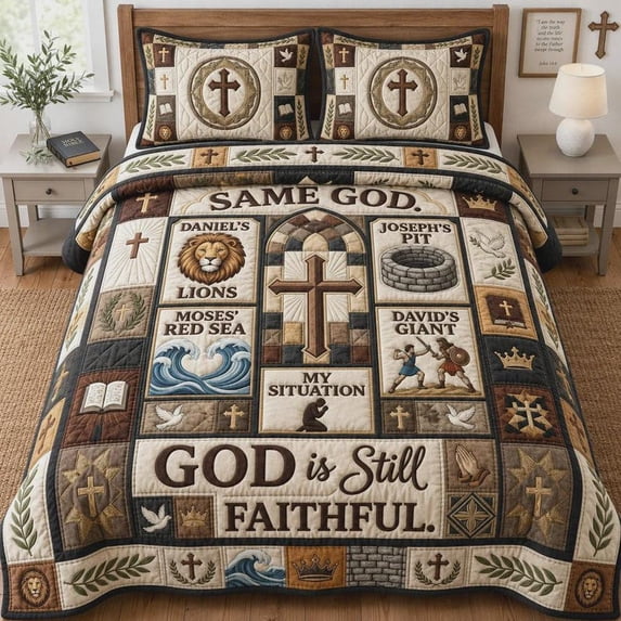 Christian Bedspread, Bible Verse Bedding, Faith Bedroom Decor, Cross ...