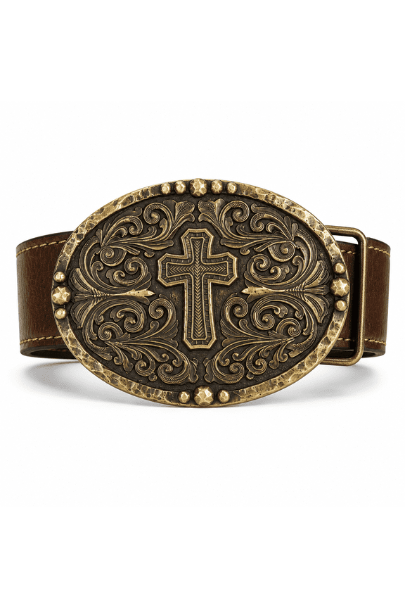 Christian Belt Buckles, Patriotic Faith Western Rodeo Belt Buckle for Men Leather Belt