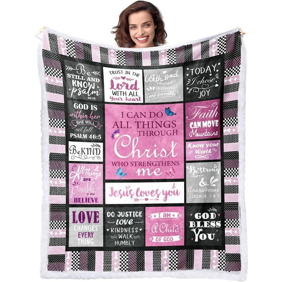 Christian Bible Blanket Gifts for Faith Women Christian Sympathy 50" X 60" Soft Throw Blanket Religious Gifts for Praying Women Men Inspirational Gift
