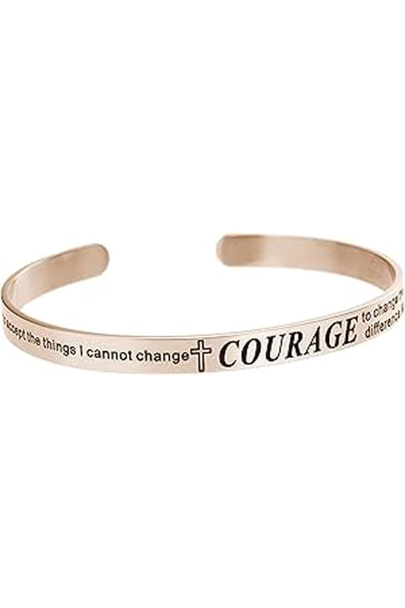 Christian Bible Quote Serenity Courage Wisdom Adjustable Cuff Prayer Faith Cross Bracelet Wristband Bangle