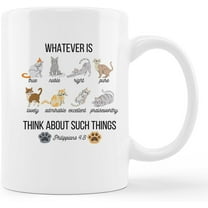 Christian Bible Scripture Philippians 4:8 Whatever is True Cute Cat Kitty Ceramic Mug-11oz Coffee Milk Tea Mug Cup with Handle,Christian Gifts,Cat Lover Gifts