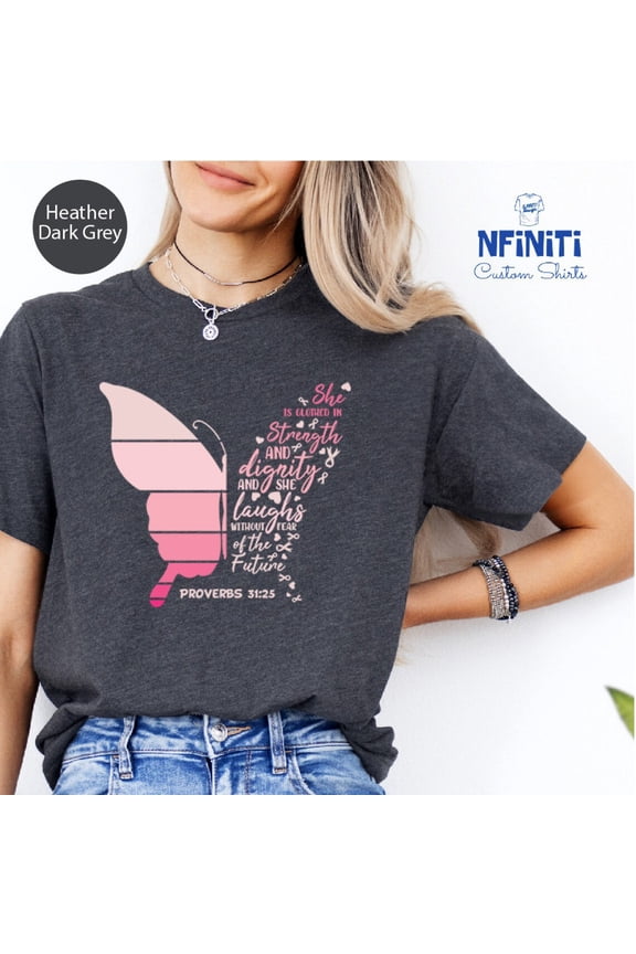 Christian Bible Shirt, Proverbs 31:25 Shirts, Christian Gift, Religious Women Shirt, Butterfly Bible Paragraphs Tshirt,Saying From The Bible All Size S-5Xl
