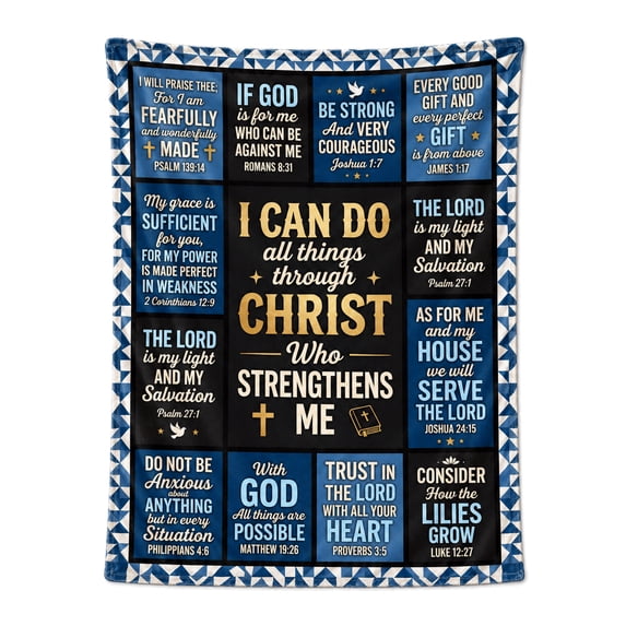 Christian Bible Verse Blanket, I Can Do All Things Through Christ, Dark ...