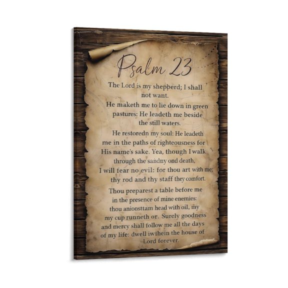 Christian Bible Verse Canvas Wall Art – Psalm 23, The Lord’s Prayer, Amazing Grace Inspirational Scripture Canvas Print, Rustic Farmhouse Religious Wall Decor for Home, Bedroom, Living Room