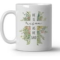 thumbnail image 1 of Christian Bible Verse Coffee Mugs, He Is Risen As He Said, Christian Gifts for Women, Spring Wlidflower Cross Ceramic Coffee Mug, Religious Coffee Cup,11oz Ceramic Cup White, 1 of 6