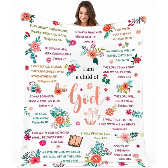 Christian Bible Verse Colorful Floral Throw Blanket