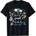 thumbnail image 1 of Christian Bible Verse Faith Over Fear Flower Butterfly T-Shirt Black X-Large, 1 of 4