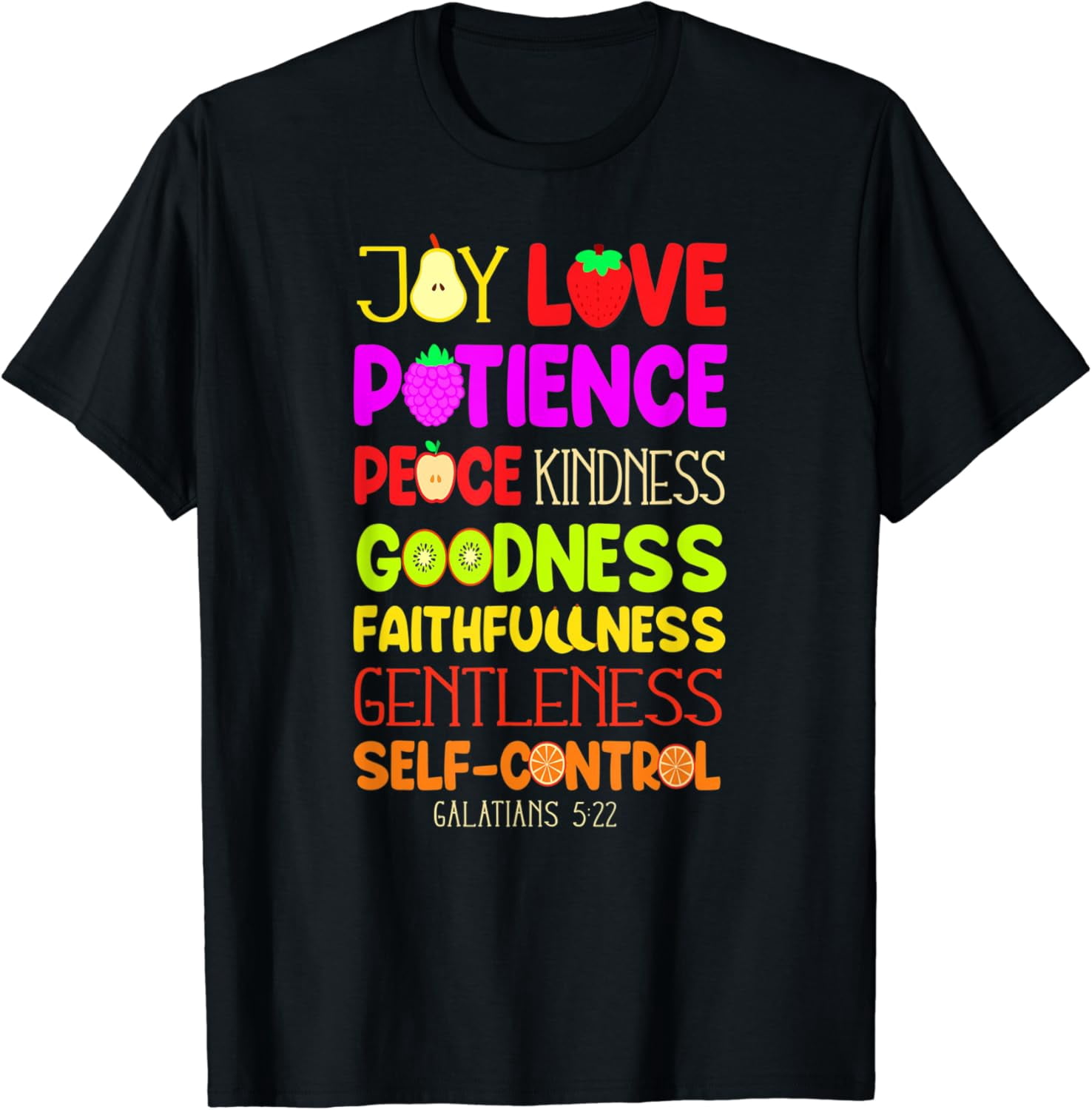 Christian Bible Verse Fruit Of The Spirit Galatians 5:22 T-Shirt ...