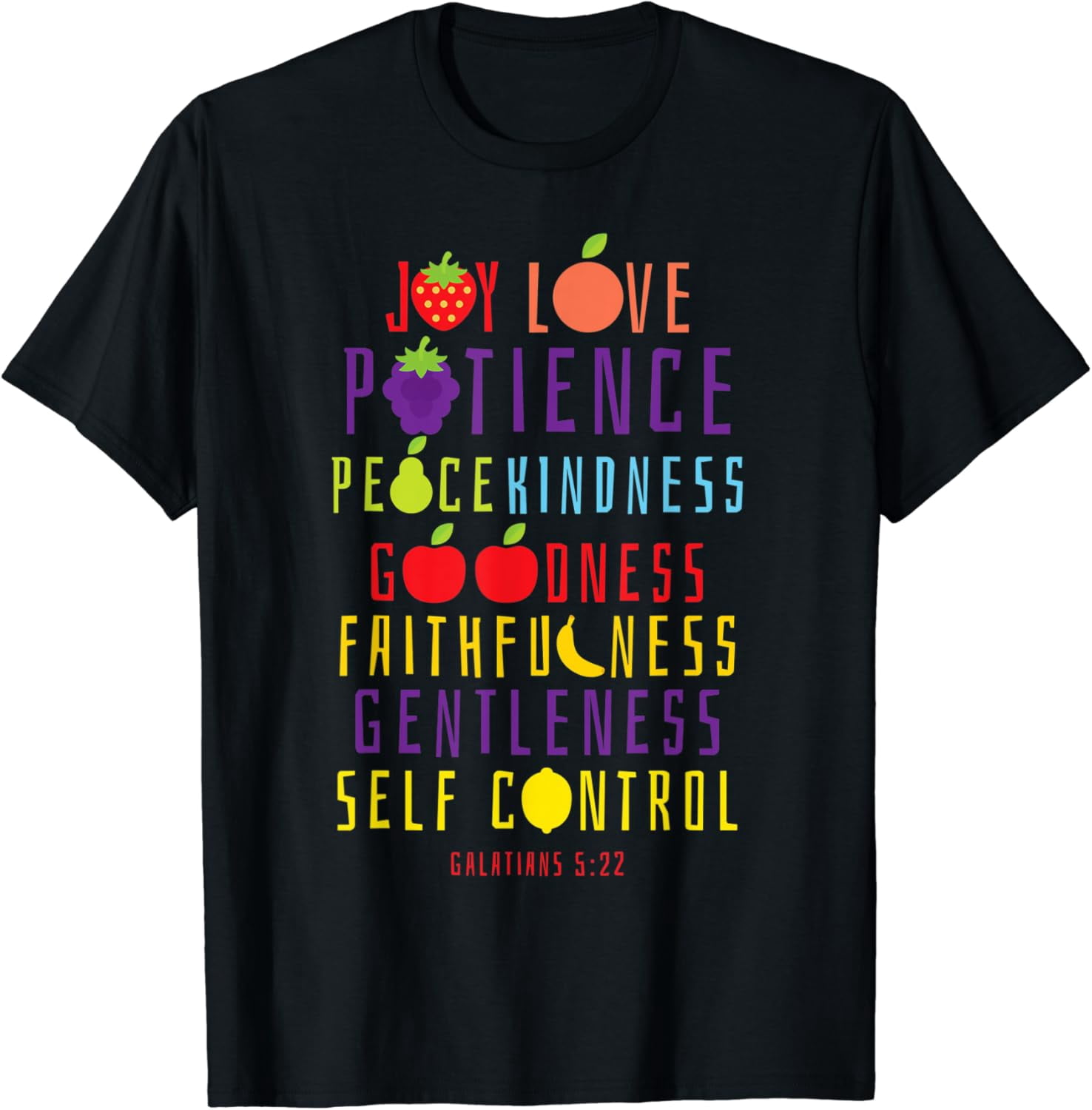 Christian Bible Verse Fruit Of The Spirit Galatians 5:22 T-Shirt ...