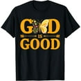 thumbnail image 1 of Christian Bible Verse God Is Good Flower Butterfly T-Shirt, 1 of 4