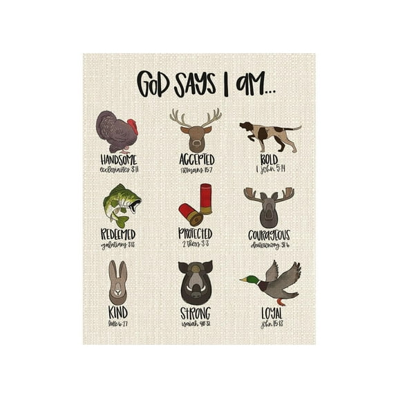 Christian Bible Verse God Says I am  Poster Inspirational Scripture Poster  Cute Animal Gifts for Kids Girls Boys,Christian Gifts for Women Teen Girls