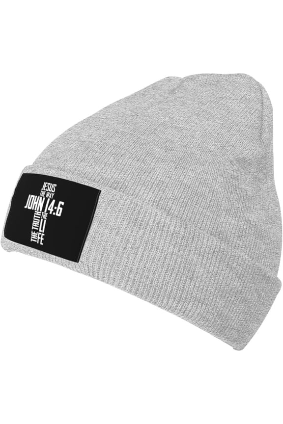 Christian Bible Verse Jesus The Way John 14:6 Beanie Hat Women Knit Stocking Hat Men Slouchy Skull Cap Black