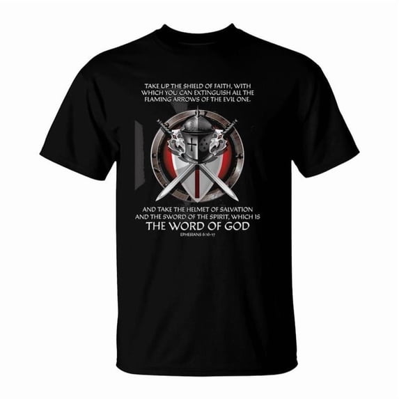 Christian Bible Verse Men Him Cross Armor God TShirt - Walmart.com