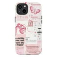 thumbnail image 1 of Christian Bible Verse Phone Case for iPhone 17 16 15 14 13 12 11 Pro Plus Mini, Pink Scripture Collage Cover, Religious Faith Butterfly, 1 of 5