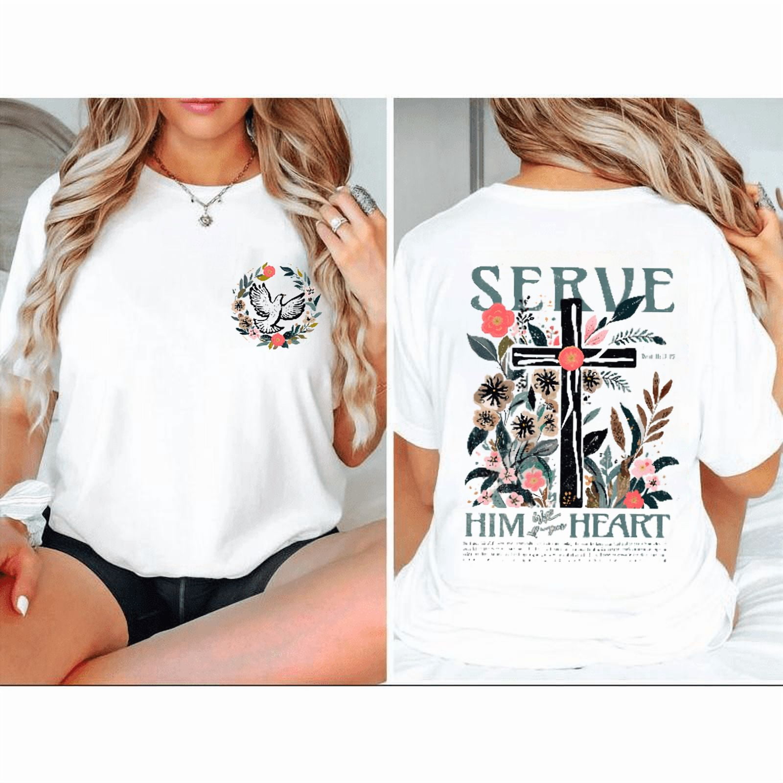 Christian Bible Verse Print Tshirt Deut 11 13 Scripture Graphic Tees