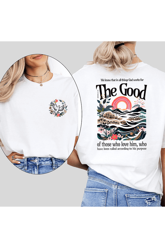 Christian Bible Verse Print Tshirts Romans 8:28 Scripture Graphic Tees Short Sleeve Fashion Shirts Casual Cotton Tops for Daily Outfits White,4XL