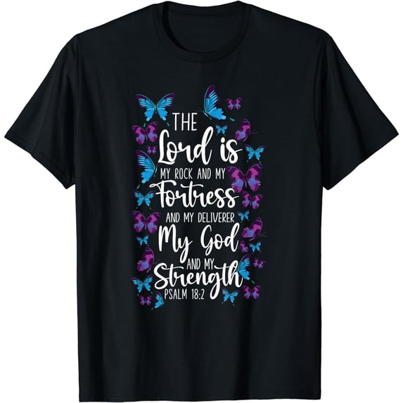 Christian Bible Verse Quote Butterfly Psalm 18:2 T-Shirt
