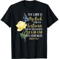 thumbnail image 1 of Christian Bible Verse Quote Butterfly Rose Flower Psalm 18:2 T-Shirt Black 4X-Large, 1 of 4