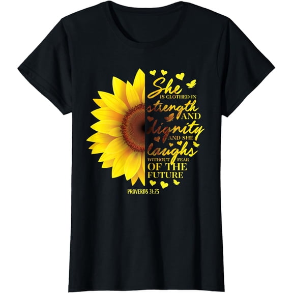 Christian Bible Verse Sunflower Scripture Religious Gift Her T-Shirt