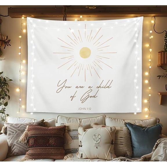 Christian Bible Verse Tapestry Wall Hanging, Spiritual Decor, Christian Scripture Wall Art Decor, Bible Verses Wall Decor for Prayer Room Church Bedroom, You are a Child of God, 5060 inches