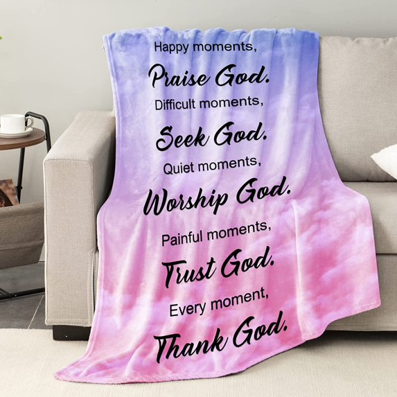 Christian Bible Verse Throws Blanket - Healing Spiritual Blanket Gifts, Religious Prayer Soft Flannel Fleece Bed Blanket Get Well Soon Gifts with Inspirational Thoughts & Hugs 50"X 60"