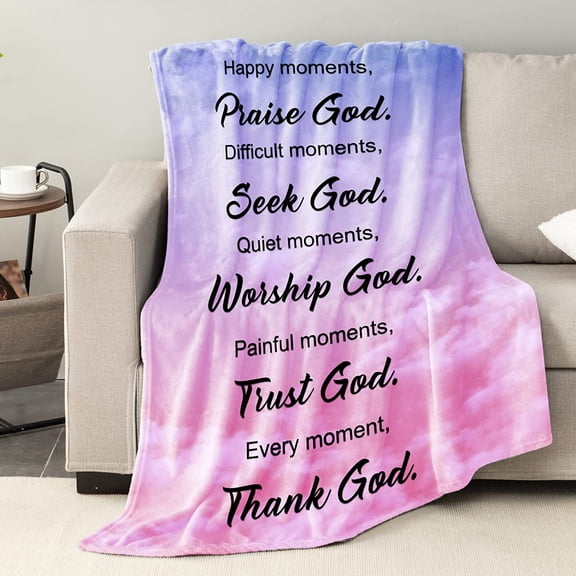 Christian Bible Verse Throws Blanket - Healing Spiritual Blanket Gifts, Religious Prayer Soft Flannel Fleece Bed Blanket Get Well Soon Gifts with Inspirational Thoughts & Hugs 50"X 60"