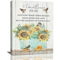 thumbnail image 1 of Christian Bible Verse Wall Art 1 Corinthians 13 Bathroom Wall Decor Farmhouse Sunflower Canvas Pictures Painting Scripture Decor Framed Artwork for Bedroom Living Room Ready to Hang 12"x16", 1 of 6