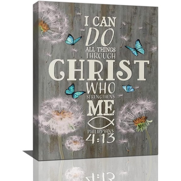Christian Bible Verse Wall Art Country Dandelion Butterfly Pictures Wall Decor Rustic Religious Scripture Inspirational Quotes Canvas Painting Artwork Home Decor for Bathoom Bedroom Living Room Office