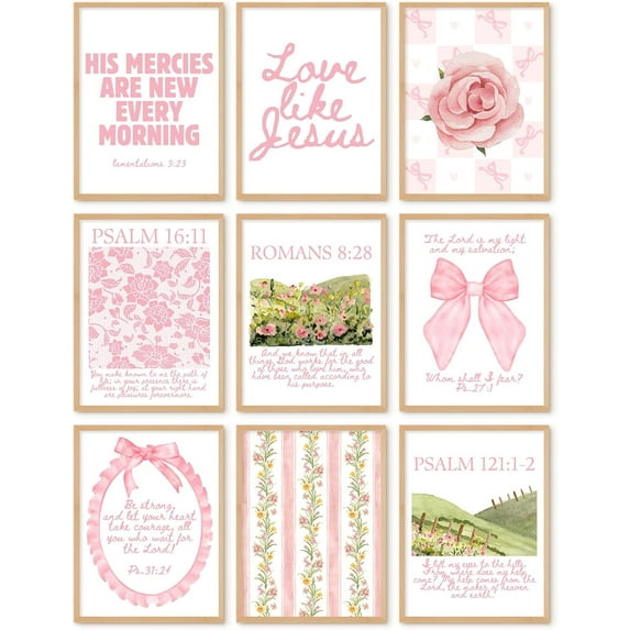 Christian Bible Verse Wall Art Decor Scripture Floral Canvas Painting Jesus Religious Wall Art Vintage Aesthetic Landspaces Pictures Modern Christian Artwork for Living Room（Only canvas）