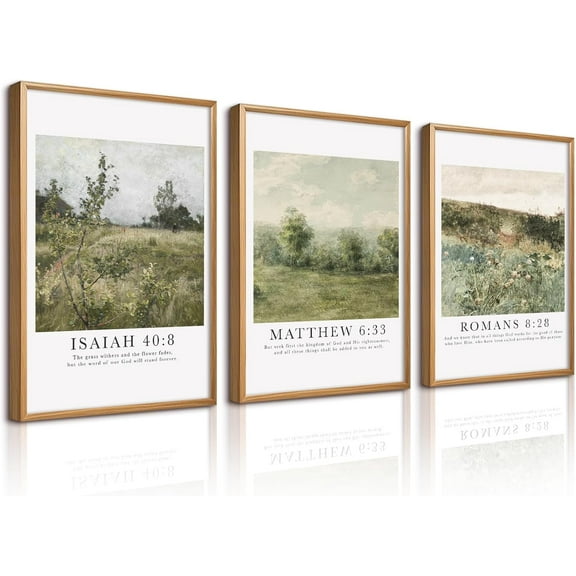 Christian Bible Verse Wall Art Decor Scripture Floral Canvas Painting Jesus Religious Wall Art Vintage Aesthetic Landspaces Pictures Modern Christian Artwork for Living Room（Only canvas）