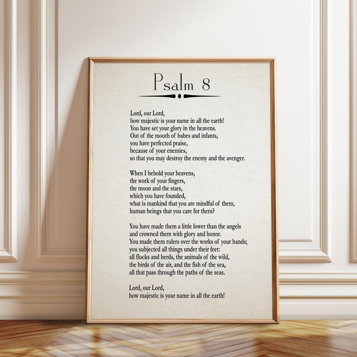 Christian Bible Verse Wall Art Psalm 8 Scripture Print Faith Religious ...